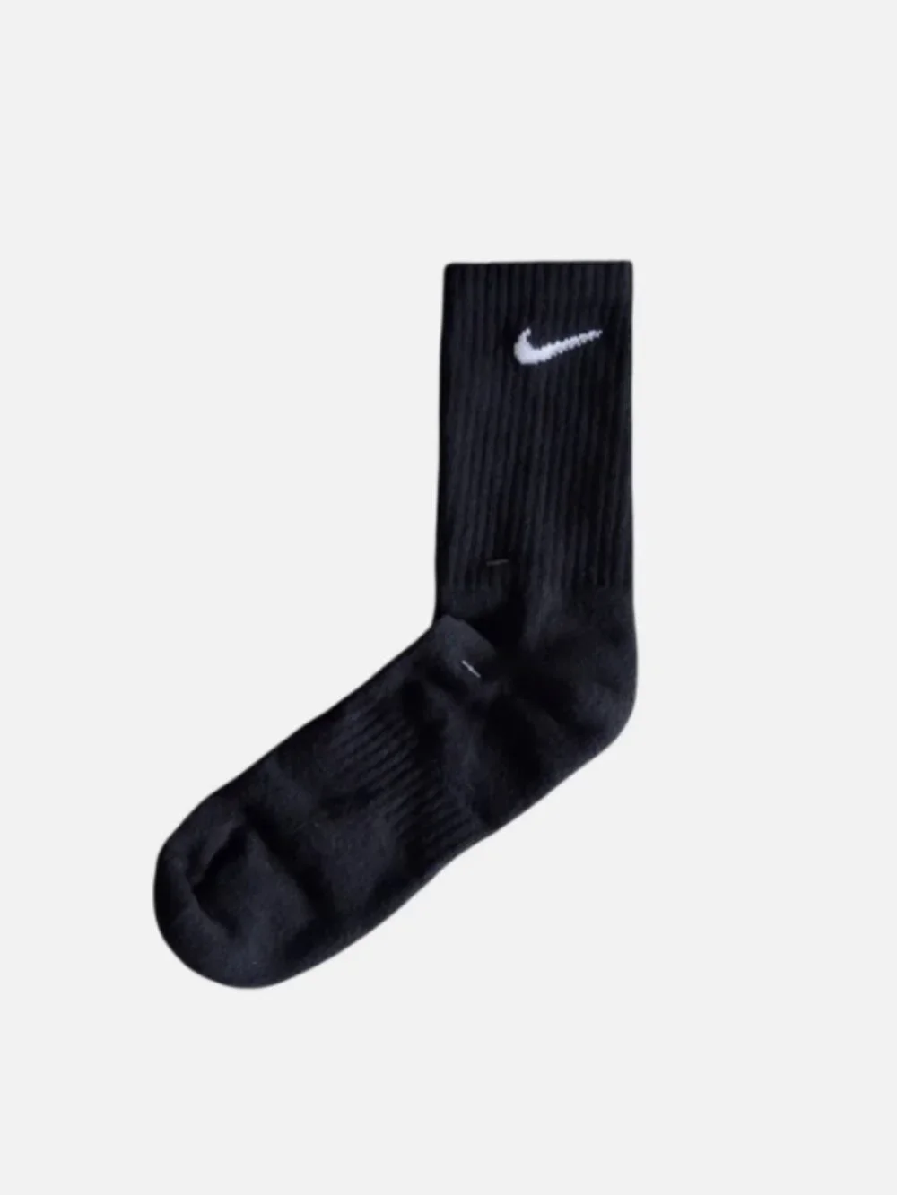 Nike Crew Socks Mid-calf Black Athletic mens size L 8-10 with White Swoosh